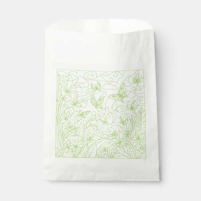 Bolsa De Papel Butterfly Garden Green (Anverso)