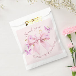 Bolsa De Papel Butterfly Pink Bow Baby Shower 