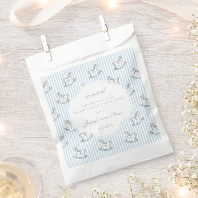 Bolsa De Papel Caballo azul lindo cabrón bebé ducha gracias (Cortado)