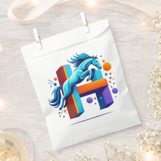 Bolsa De Papel Caballo de poder neón salta sobre la letra H