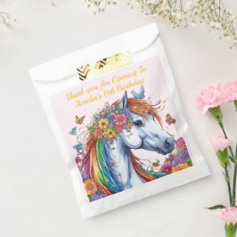 Bolsa De Papel Caballo fantástico arcoiris Floral ecuestre cumple
