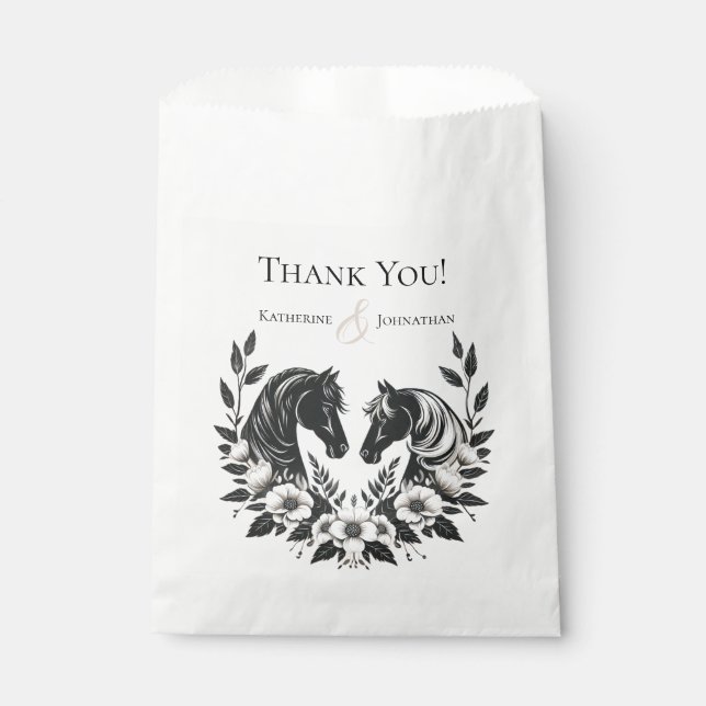 Bolsa De Papel Caballos y flores de bodas rurales (Anverso)