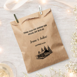 Bolsa De Papel Cabaña de madera rústica Gracias boda de montaña