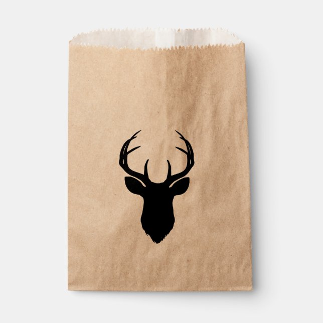 Bolsa De Papel Cabeza de ciervo Antlers Rústico País Favor Modern (Anverso)