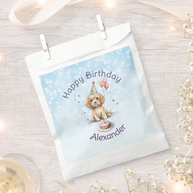 Bolsa De Papel Cachorro con Fiesta Gorra Cumpleaños (Cortado)