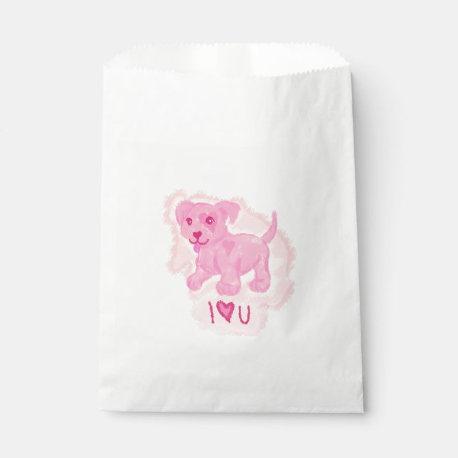 Bolsa De Papel Cachorro rosa (Anverso)