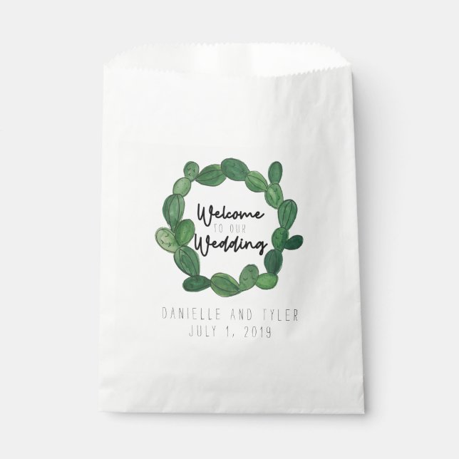 Bolsa De Papel Cactus Boda: Bienvenida (Anverso)