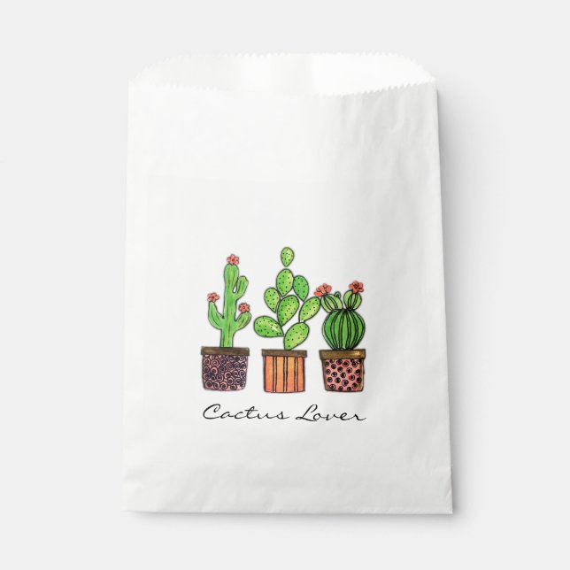 Bolsa De Papel Cactus De Acuarela Cuta En Cacerolas (Anverso)