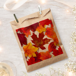 Bolsa De Papel Caer en hojas rojas Gracias Bags Favor