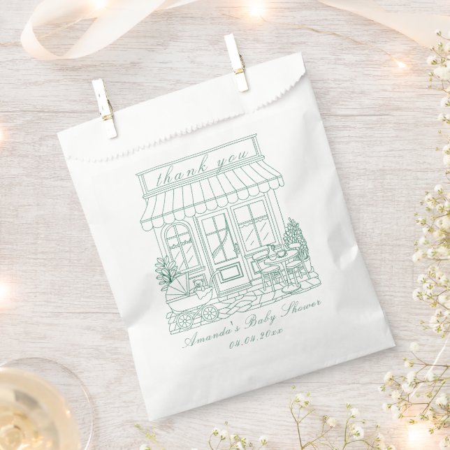 Bolsa De Papel Cafe Bebe Bonjour Baby Shower (Cortado)