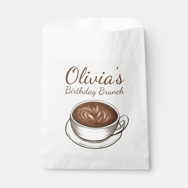 Bolsa De Papel Café Latte Cappuccino Fiesta de Cumpleaños Brunch (Anverso)