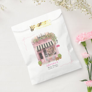 Bolsa De Papel Café parisino Bonjour Bebe Lazo Rosa Baby Shower
