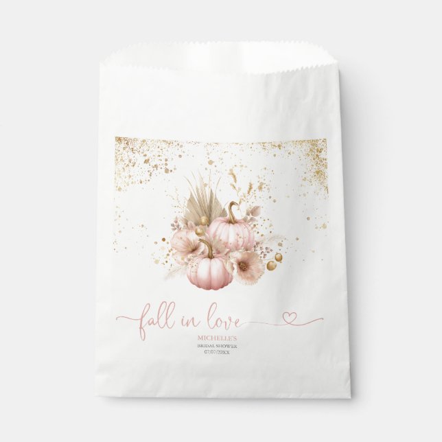 Bolsa De Papel Caída en el amor Ducha de novias Gracias Calabaza (Anverso)