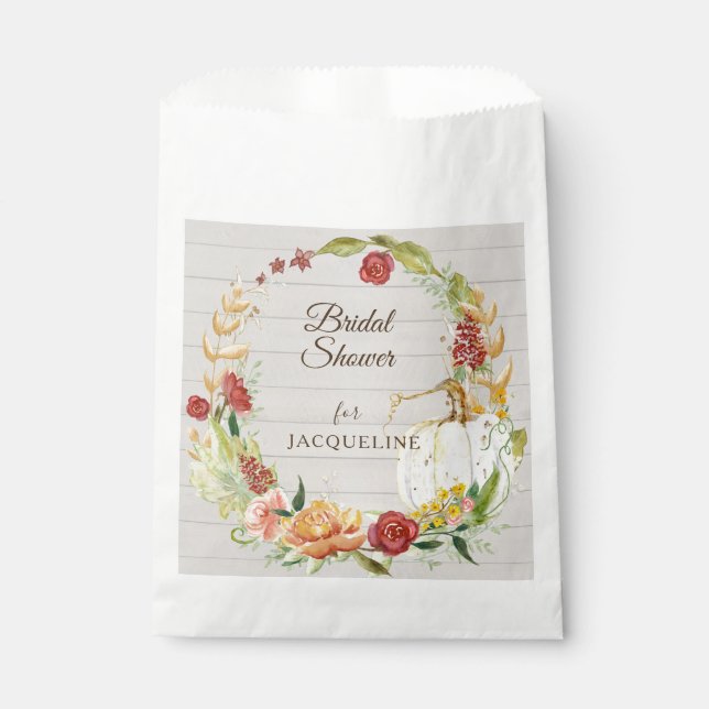 Bolsa De Papel Caída Floral Borgoña Blanco Calabaza Ducha de novi (Anverso)