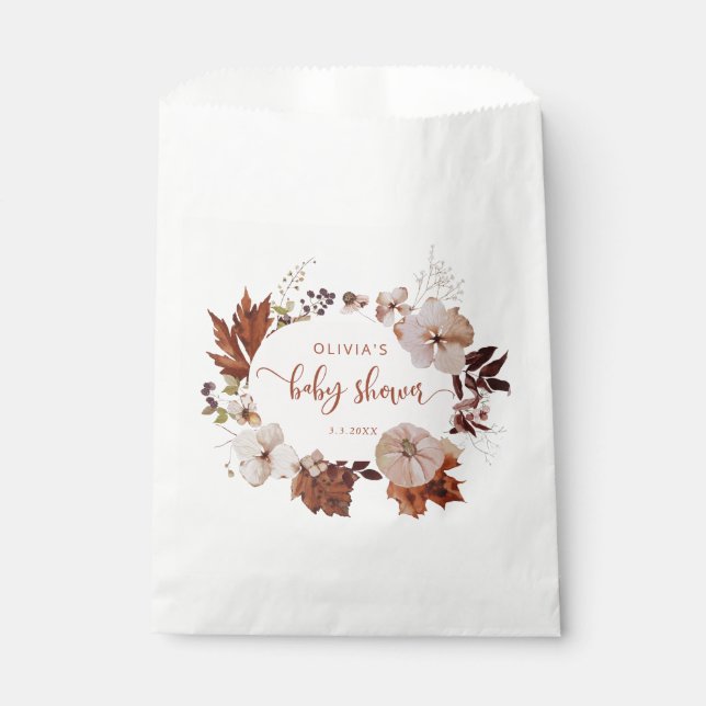 Bolsa De Papel Caída ruidosa pequeña calabaza ducha de bebé (Anverso)