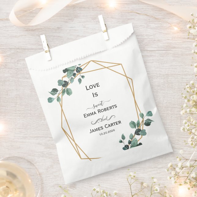 Bolsa De Papel Cajas de Favor de Amor Verde (Cortado)