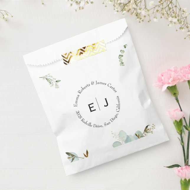 Bolsa De Papel Cajas de favoritos de monograma de Moda de verde (Sellado)