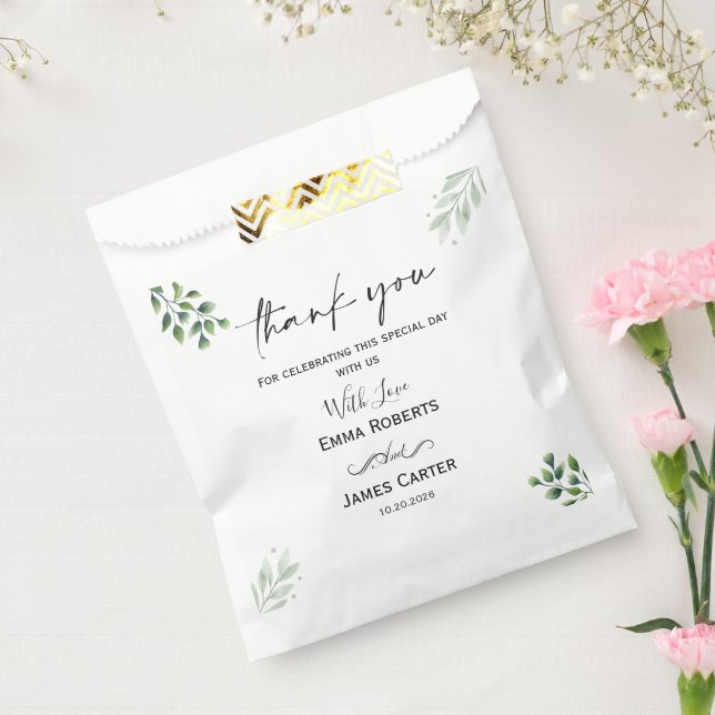 Bolsa De Papel Cajas favoritas de la hoja de boho verde (Sellado)