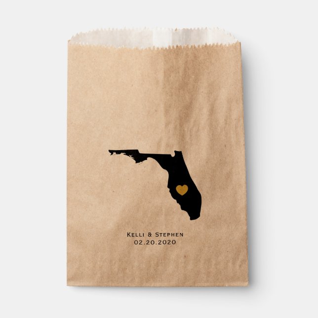 Bolsa De Papel Cajones de tratados favoritos de boda de Florida,  (Anverso)