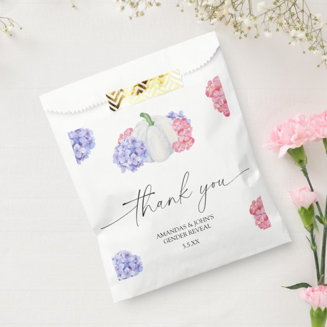 Bolsa De Papel Calabaza acuarela Gracias revelar el género (Sellado)