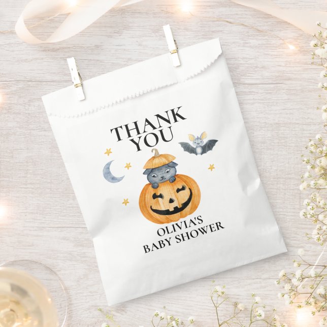 Bolsa De Papel Calabaza Baby Shower Jack-O-Lantern de Halloween (Cortado)