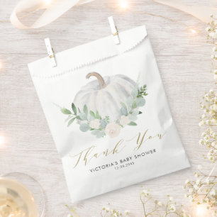 Bolsa De Papel Calabaza blanca acuarela Baby Shower otoño