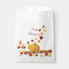 Bolsa De Papel Calabaza con hojas