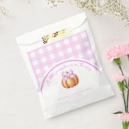 Bolsa De Papel Calabaza con lazo rosa en jaula baby shower