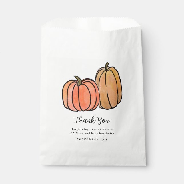 Bolsa De Papel Calabaza cosecha otoñal Sexo Neutral Baby Shower (Anverso)