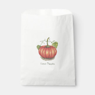 Bolsa De Papel Calabaza Cuidada Con Vinas En Acuarela