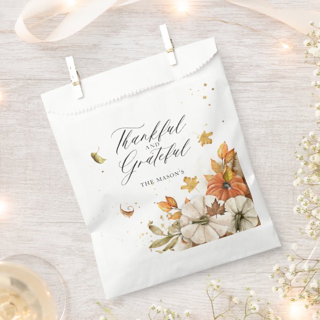 Bolsa De Papel Calabaza de Acción de Gracias y deja tema (Cortado)