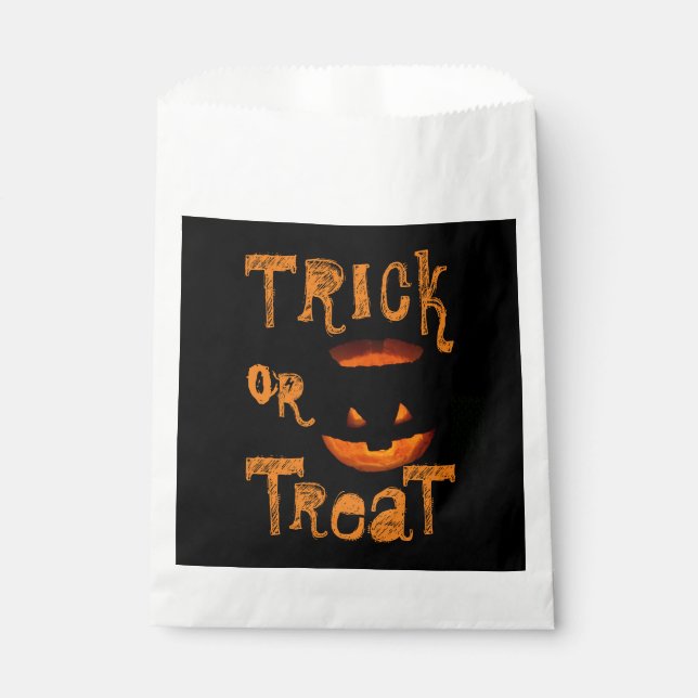 Bolsa De Papel Calabaza de Halloween con truco o truco (Anverso)