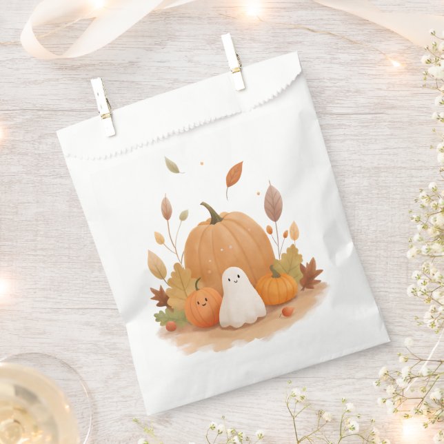 Bolsa De Papel calabaza de halloween papel lindo (Cortado)