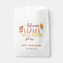 Bolsa De Papel Calabaza de hojas de otoño por favor feliz día de 