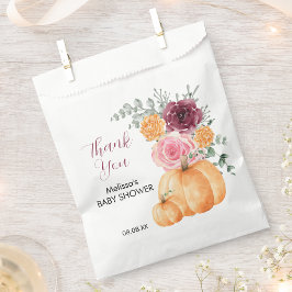 Bolsa De Papel Calabaza de otoño borgoña rosa floral gracias