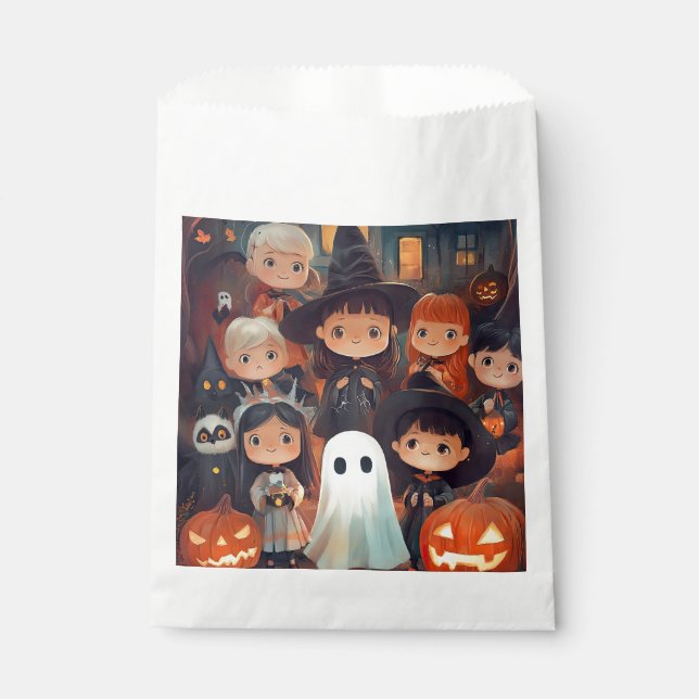 Bolsa De Papel Calabaza fantasma de los niños de Halloween retro  (Anverso)