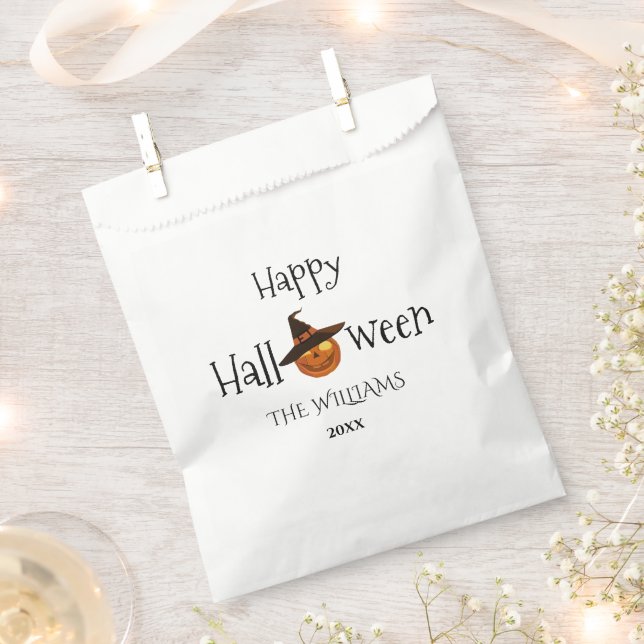 Bolsa De Papel Calabaza feliz Halloween personalizada (Cortado)