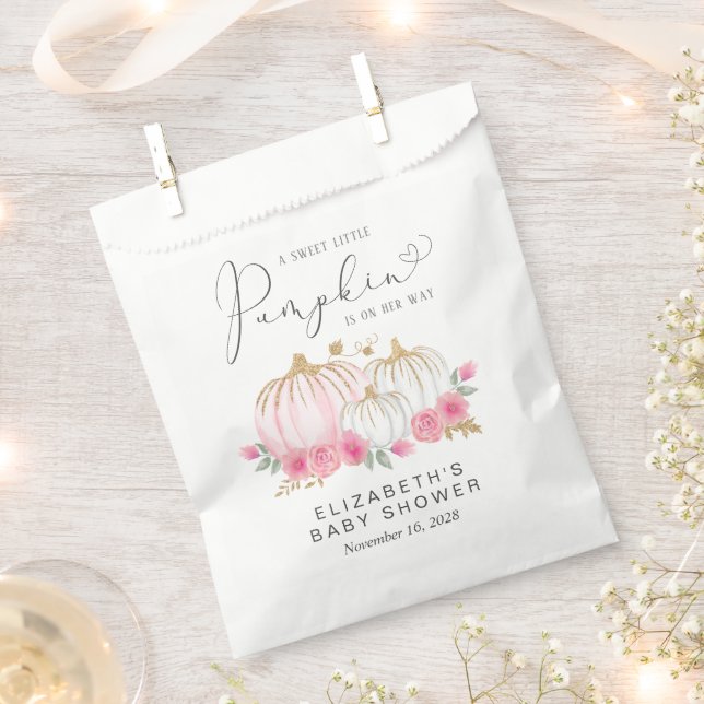 Bolsa De Papel Calabaza Flora Rosa Bebé Chica Ducha (Cortado)