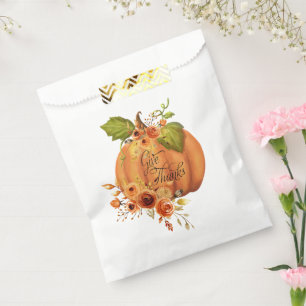 Bolsa De Papel Calabaza floral Agradece
