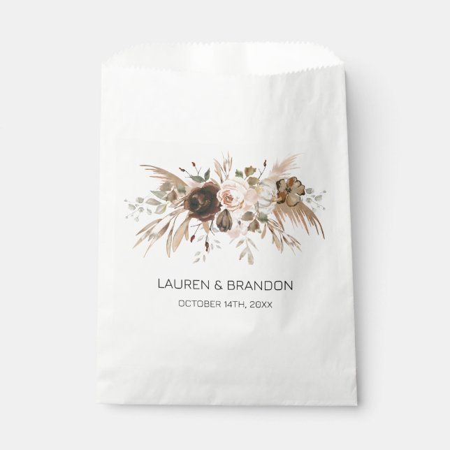 Bolsa De Papel Calabaza floral de Boho se enamora (Anverso)