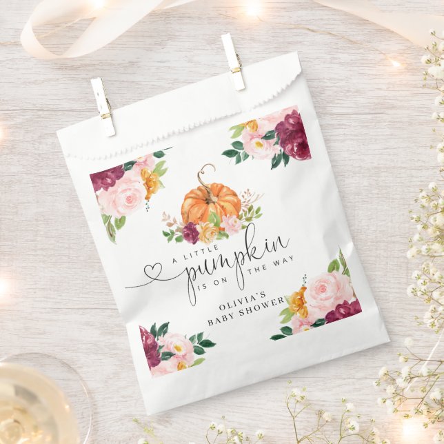 Bolsa De Papel Calabaza floral de caída de Borgoña (Cortado)