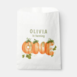 Bolsa De Papel Calabaza floral Primer cumpleaños otoño