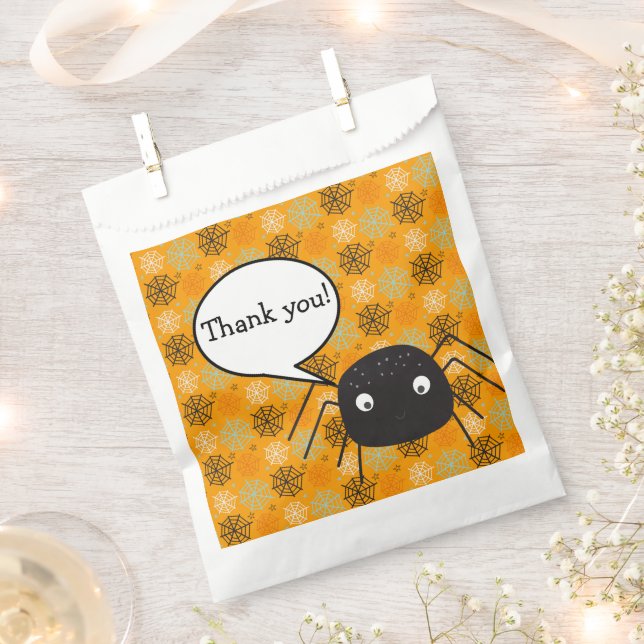 Bolsa De Papel Calabaza naranja Araña y telaraña (Cortado)