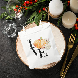 Bolsa De Papel Calabaza Naranja con Acuarela Moderna y Amor