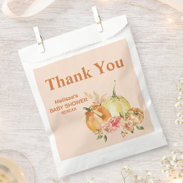 Bolsa De Papel Calabaza otoñal naranja floral blanco rubio gracia