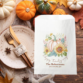 Bolsa De Papel Calabaza pastel y floral boho personalizada