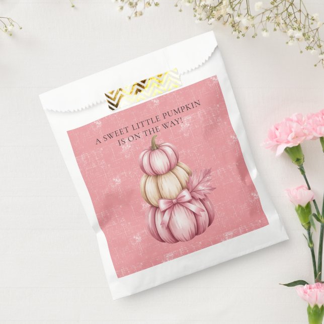 Bolsa De Papel Calabaza rosa Bebé Chica Ducha (Sellado)