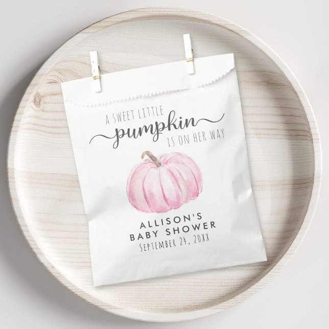 Bolsa De Papel Calabaza Rosa Bebé Chica Ducha Gracias (Subido por el creador)