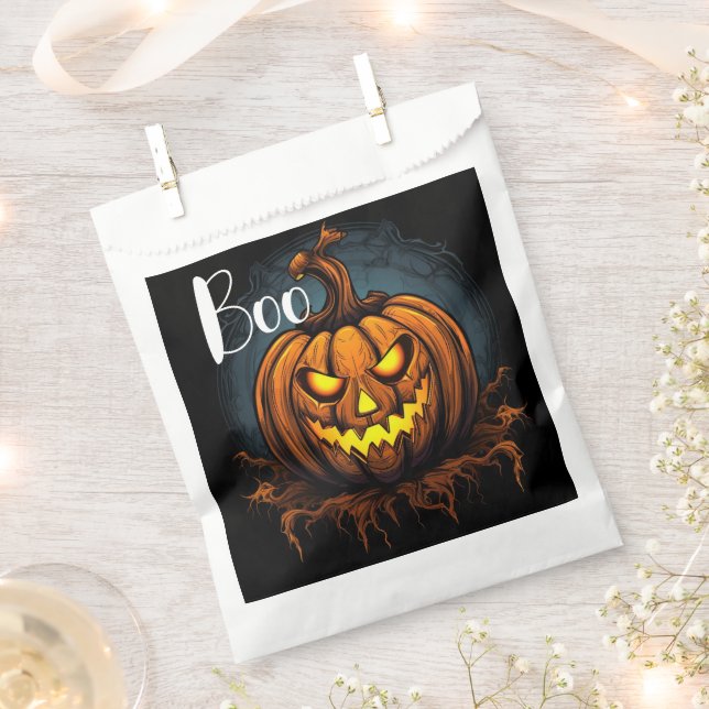 Bolsa De Papel calabaza temible (Cortado)