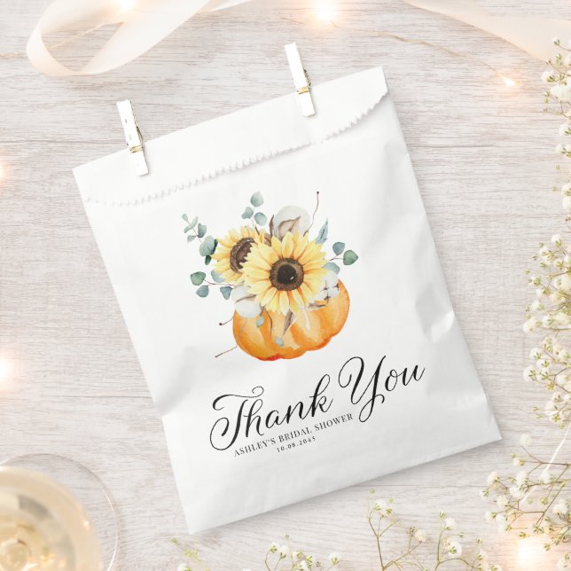 Bolsa De Papel Calabaza y girasoles ducha de novia gracias (Cortado)